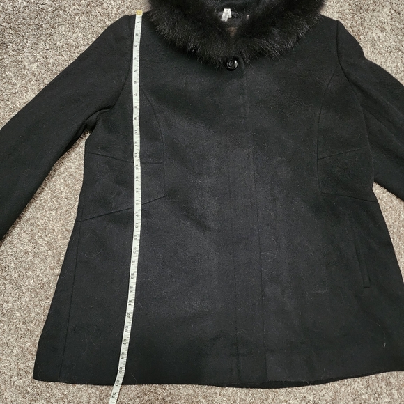 SACHI Lambs Wool REAL FINNISH FOX FUR Trimmed Collar Formal Winter Coat 1X - Picture 5 of 9